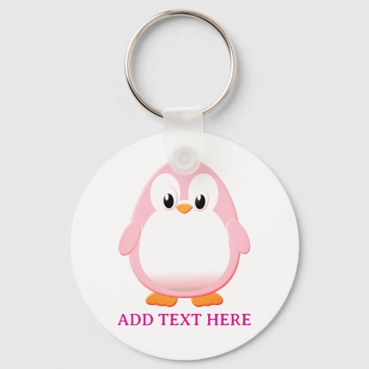 Schattigee Roze Pinguïn Cartoon Custom Sleutelhanger (Achterkant)