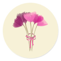 Schattigee roze pioenbloemen Classic ronde Sticker