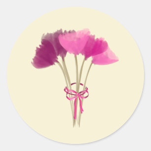 Schattigee roze pioenbloemen Classic ronde Sticker