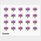 Schattigee roze pixel art fee vierkante sticker (Vel)