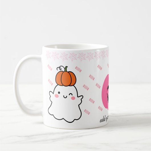 Schattigee Roze Pompoen Keramische Mok - (Links)