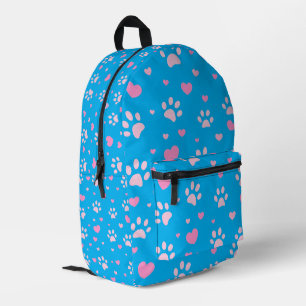 Schattigee Roze Poot Print en Hart Patroon Rugzak