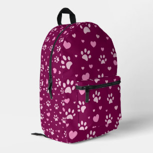 Schattigee Roze Poot Print en Hart Patroon Rugzak