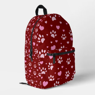 Schattigee Roze Poot Print en Hart Patroon Rugzak