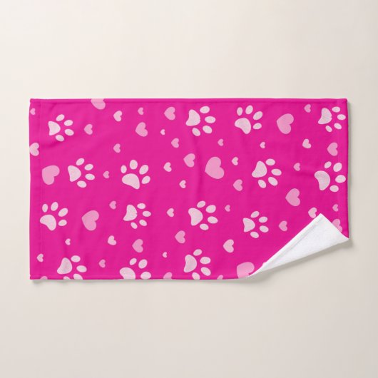 Schattigee Roze Poot Print & Hearts Bad Handdoek (Handdoek)