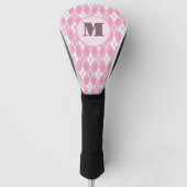 Schattigee roze preppy argyle aangepaste monogram golfheadcover (Voorkant)