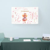 Schattigee roze prinses en ballonnen verjaardag spandoek (Beurs)