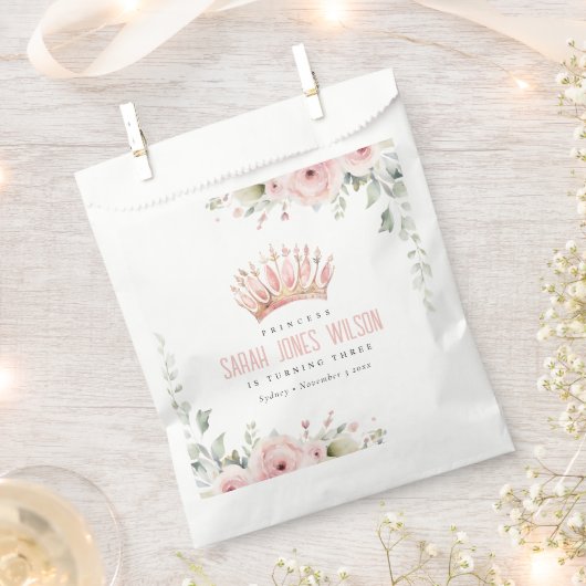Schattigee Roze Prinses Kroon Tiara Bloemen Verjaa Bedankzakje (Geknipt)