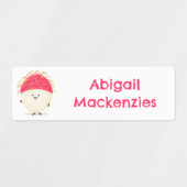 Schattigee roze Rambutan cartoon gepersonaliseerd Labels (Design 1)