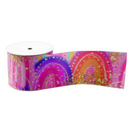 Schattigee Roze Regenboog Glitter Grosgrain Lint