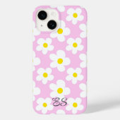 Schattigee roze retro madeliefjes op girly floral Case-Mate iPhone case (Achterkant)