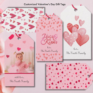 Schattigee Roze Rode Hart Familie Foto Cadeaulabel