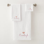 Schattigee Roze Script Naam Hart Handdoek (Insitu)