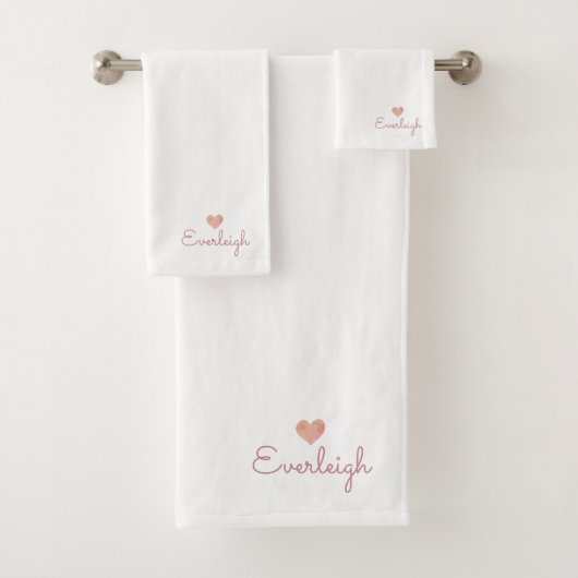 Schattigee Roze Script Naam Hart Handdoek (Insitu)