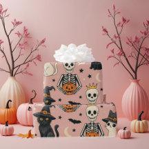 Schattigee Roze Skeleton Princess & Halloween Katt