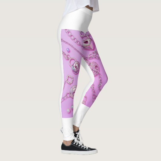 Schattigee Roze Sleutel Ketting Leggings 🔑💖 (Rechts)