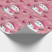 Schattigee Roze Sneeuwman harten Gepersonaliseerde