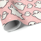 Schattigee Roze Spooky Ghost Halloween Cadeaupapier (Rol Hoek)