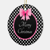 Schattigee Roze strik Vrolijk kerstfeest Keramisch Ornament (Links)