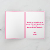 Schattigee Roze T-Rex Dino Kleindochter 1e Verjaar Kaart (Binnen)