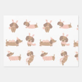 Schattigee Roze Teckel Kerst Wrapping papier Inpakpapier Vel (Voorkant 3)