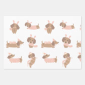 Schattigee Roze Teckel Kerst Wrapping papier Inpakpapier Vel (Voorkant 2)