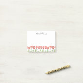 Schattigee Roze Tulp Tuin Gepersonaliseerd 4x3 Post-it® Notes (Op bureau)