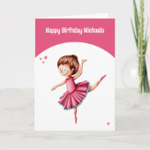 Schattigee Roze Tutu Ballerina Dansende Verjaardag Kaart (Voorkant)