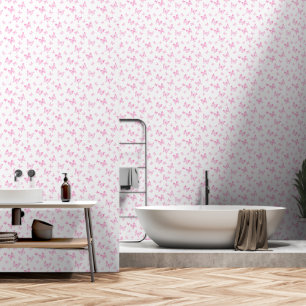 Schattigee Roze Vlinder Waterverf schil en stick Behang