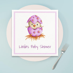 Schattigee Roze Vogel Uitkomen Meisje Baby shower Servet