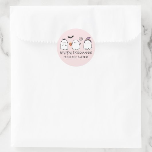 Schattigee Roze Vriendelijke Geesten Spooky Season Ronde Sticker (Tas)