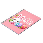 Schattigee, roze vrolijke paashaas notitieboek (Linkerzijde)