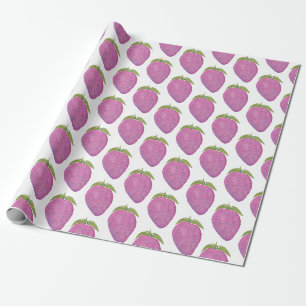 Schattigee roze waterverf aardbei cadeaupapier