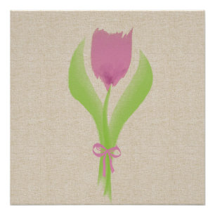 Schattigee Roze Waterverf Spring Tulip Poster Perfect Poster
