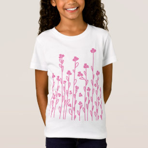 Schattigee roze witte doodle bloemenwilde bloemen t-shirt