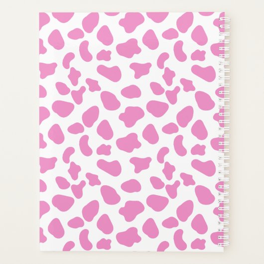 Schattigee Roze & Witte Koe Print Custom Planner (Achterkant)