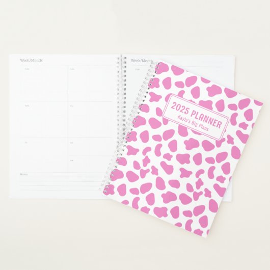 Schattigee Roze & Witte Koe Print Custom Planner (Display)