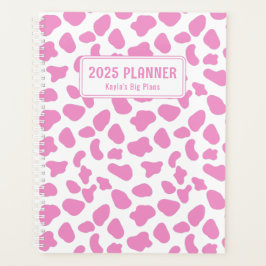 Schattigee Roze & Witte Koe Print Custom Planner