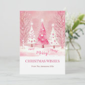 Schattigee Roze Witte Retro Kerstmis Feestdagenkaart (Staand voorkant)