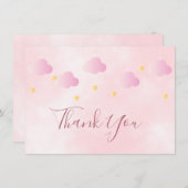Schattigee roze wolken gouden sterren dank u bedankkaart (Voorkant / Achterkant)