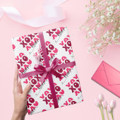 Schattigee roze XOXO kussen Valentijnse Patroon Cadeaupapier