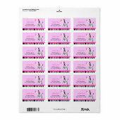 Schattigee roze Zebra-adreslabels Etiket (Full Sheet)