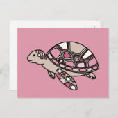 Schattigee roze zeeen schildpad briefkaart (Voorkant / Achterkant)