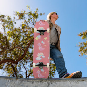 Schattigee roze zoete dinosaurus regenboogballon P Skateboard