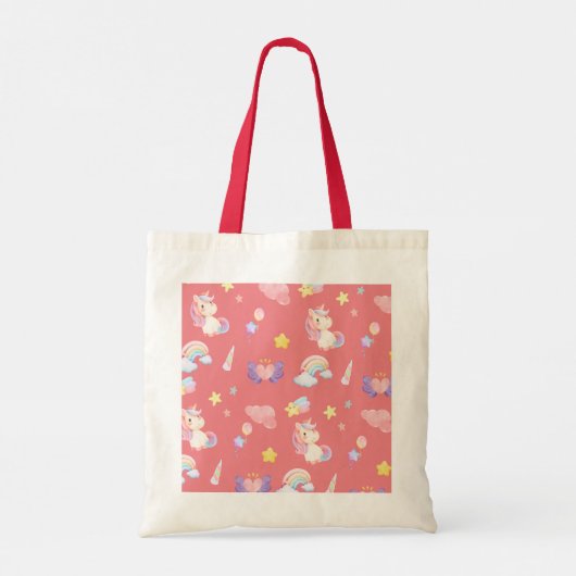 Schattigee roze zoete eenhoorn regenboogballon Pat Tote Bag (Achterkant)
