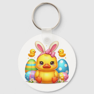 Schattigee Rubber Duck Duckling Bunny Hoofdband Fu Sleutelhanger