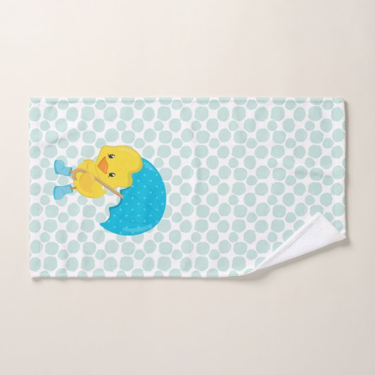 Schattigee Rubber Ducky met Blauwe Stippen Patroon Handdoek (Handdoek)
