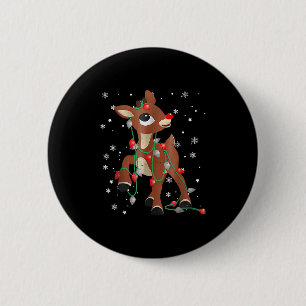 Schattigee Rudolph de rode neus rendier voor kinde Ronde Button 5,7 Cm