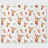 Schattigee Rudolph rendieren kerst Cadeaupapier (Vlak)