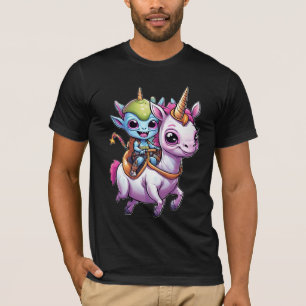 Schattigee Ruimte Alien rijden eenhoorn grappig UF T-shirt